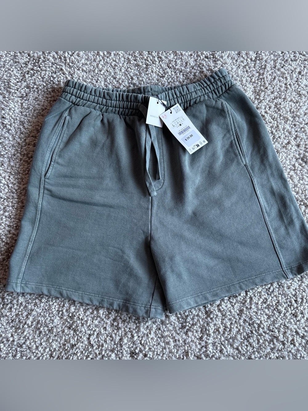 Men's Drawstring Casual Shorts - Blue Green Grey